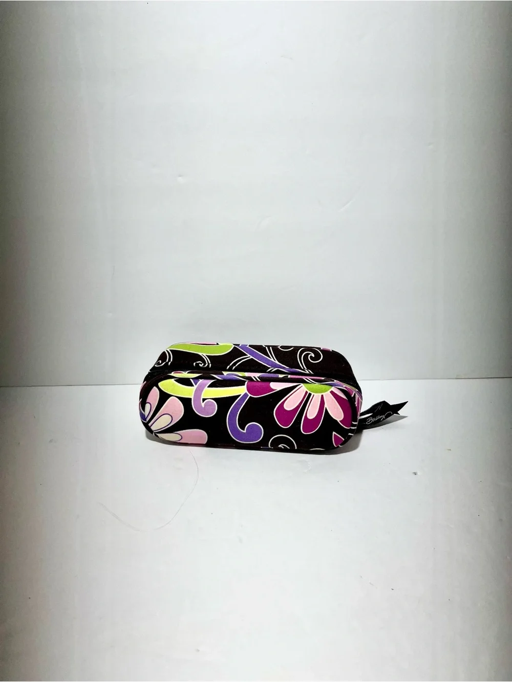 😍 Vera Bradley Black Floral Cosmetic Pouch with Pink, Purple & Lime Accents